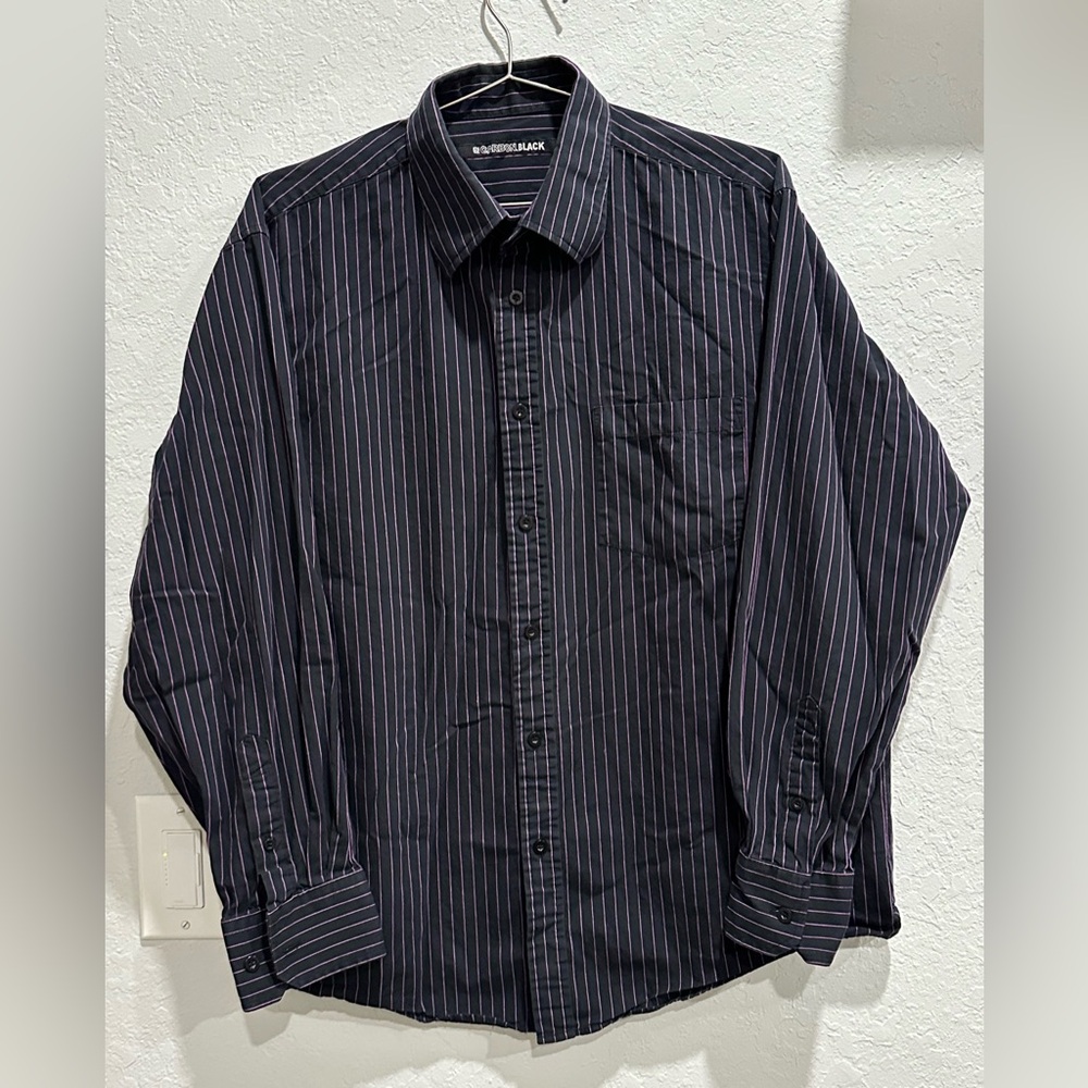 Black Men's Striped Casual Shirt